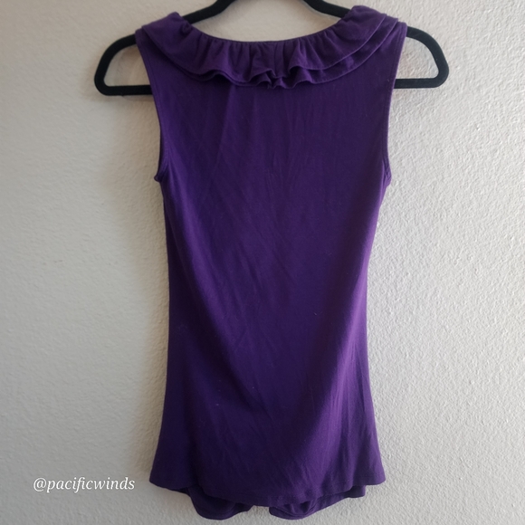 DEEP PURPLE RUFFLE TOP SIZE XS - SMALL MODAL SOFT! - Picture 3 of 5